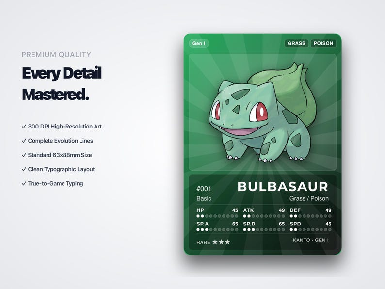 Pokémon National Pokédex Placeholder 001-1025 | Gen 1-9 Complete | Printable Pokémon Cards | Binder Organizer Tracker | 300 DPI | ENGLISH