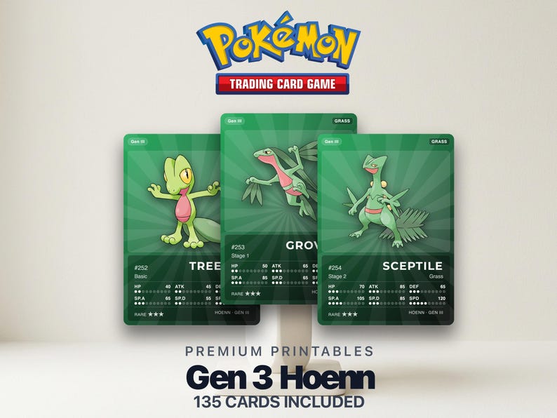 Pokémon Hoenn Pokédex Placeholder 252-386 | Gen 3 Binder Organizer | Printable Pokémon Cards | Master Set Tracker | 300 DPI | ENGLISH