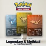 Pokémon Legendary & Mythical Pokédex Placeholder | 59 Cards Gen 1-9 | Printable Pokémon Cards | Binder Tracker | 300 DPI | ENGLISH