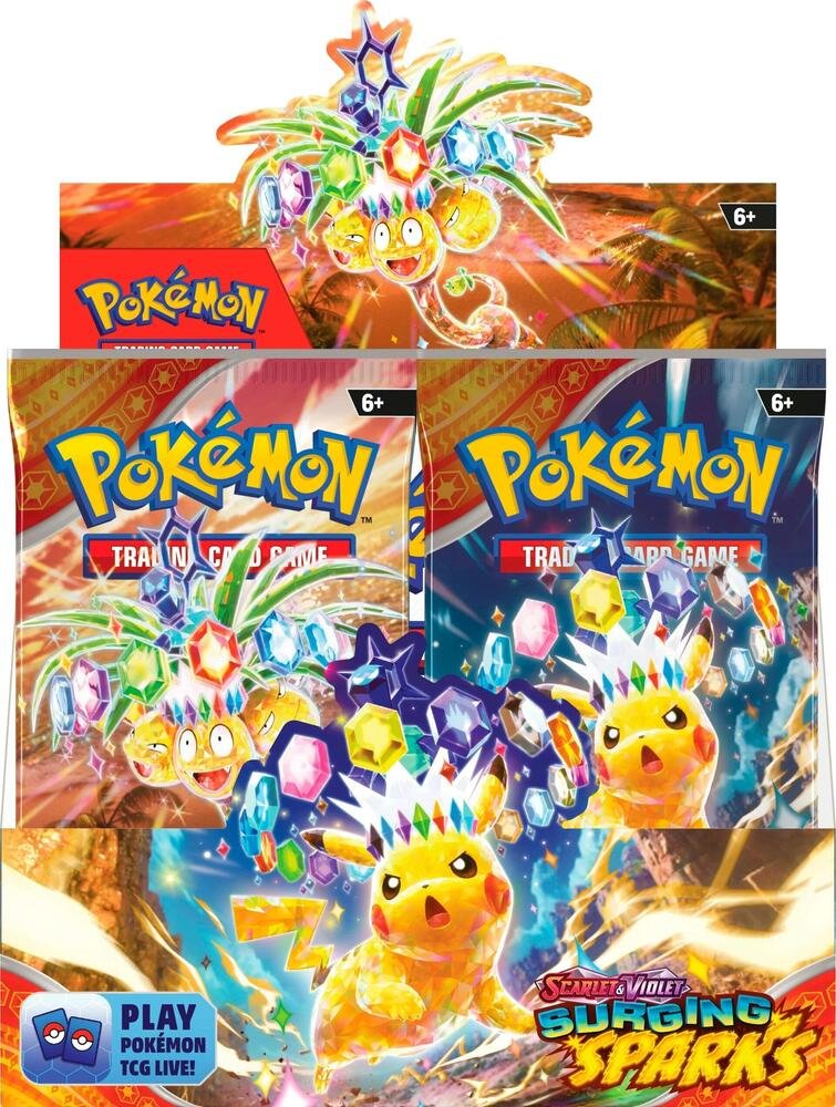 70851714056569_565606_in_1000x1000_4c88681d-1ec6-44ed-a1bd-4b22ea46836e.jpg Pokémon Surging Sparks Booster Box SV08 36 Packs English - Image 1